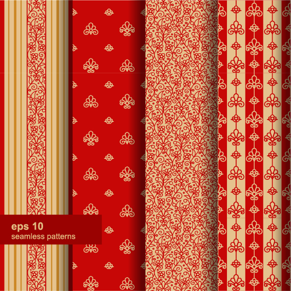 Ornaments floral pattern seamless set vector 01 seamless pattern ornaments floral pattern   