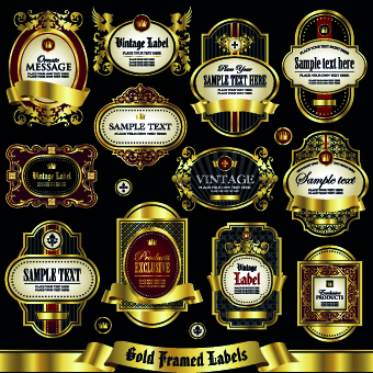 Gold framed labels vector 01 labels label gold   
