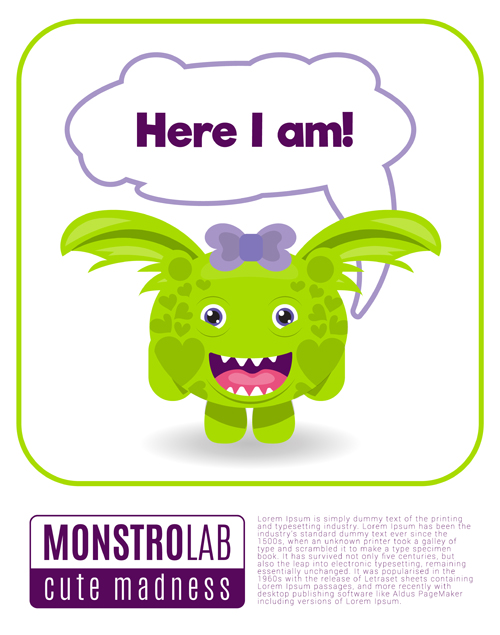 Cartoon madness monster with text box vector 09 text monster madness cartoon box   