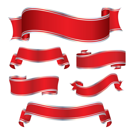 Simply red ribbon vector banners set 10 Simply ribbon red banners banner   