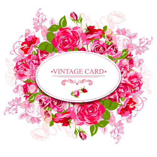 Beautiful roses with vintage cards creative vector 02 vintage roses creative cards beautiful   