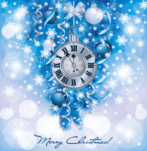 Christmas clock with baubles vector background clock christmas baubles background   