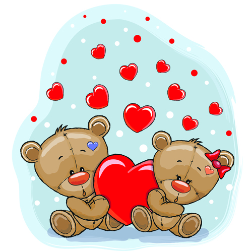 Teddy bear with red heart vector cards 01 teddy bear red heart cards card   