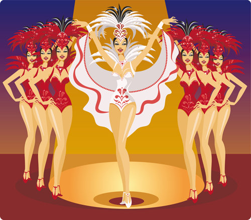 Set of Show Girl design elements vector 05 show girl elements element   