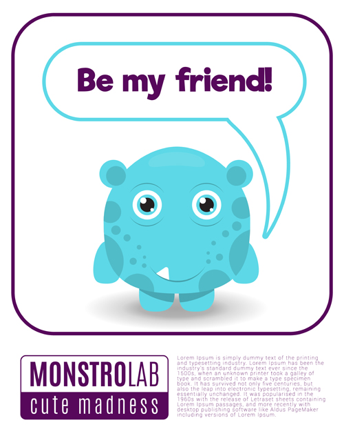 Cartoon madness monster with text box vector 06 text monster madness cartoon box   