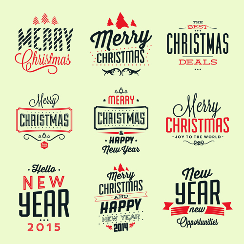 2015 chirstmas and new year retro logos Retro font new year logos logo 2015   