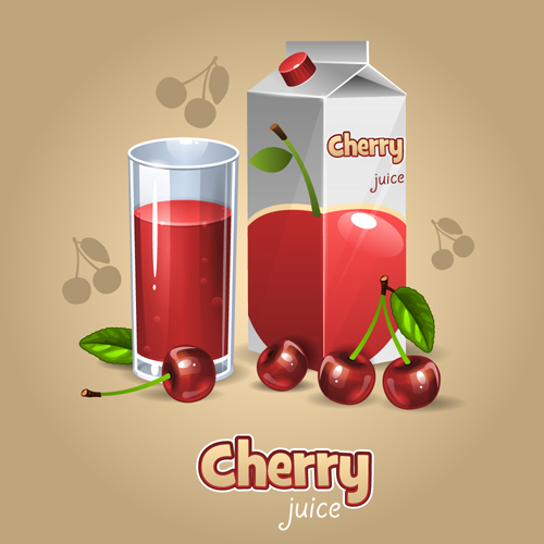 Cherry juice with cup vector juice cherry   