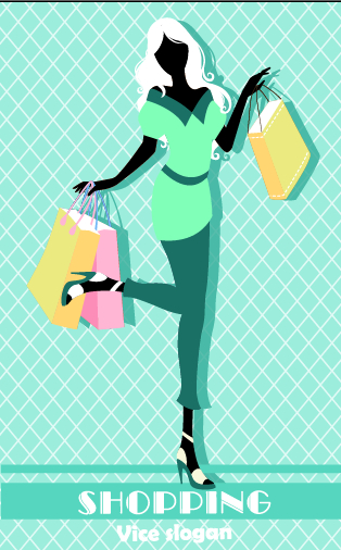 Beautiful shopping girl vector material 03 vector material shopping material beautiful   