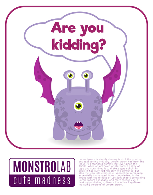 Cartoon madness monster with text box vector 04 text monster madness cartoon box   