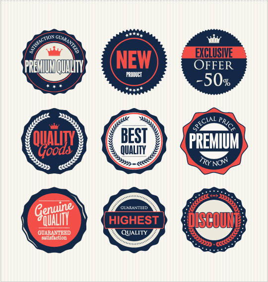 Vintage premium quality labels colored vector 03 vintage quality premium labels colored   