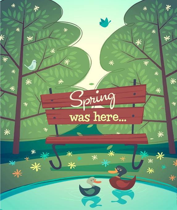 Cartoon spring natural scenery vector background 02 spring scenery natural cartoon background   