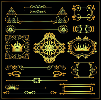 Gold calligraphic decor vector 02 ornament golden calligraphic borders   
