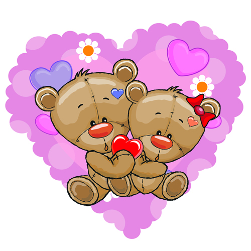 Teddy bear with red heart vector cards 03 teddy bear red heart cards   