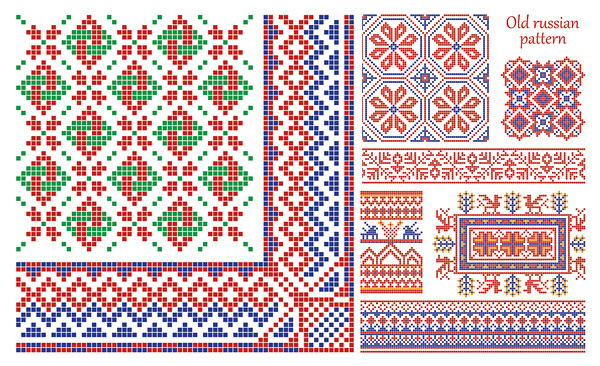 Pixel floral frame vector pixel pattern border   