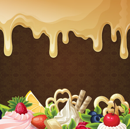 Chocolate with dessert sweets vector background 01 sweets sweet dessert chocolate background   