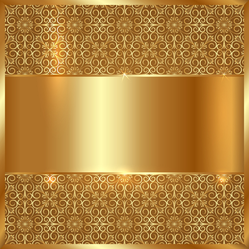 Golden metal with floral background vector 01 metal golden floral background   