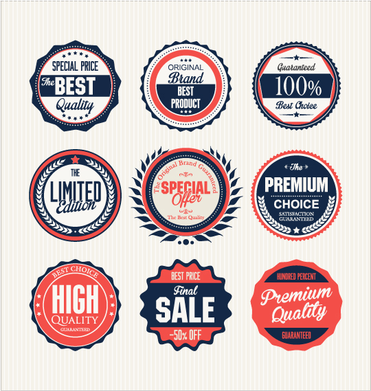 Vintage premium quality labels colored vector 02 vintage quality premium labels colored   