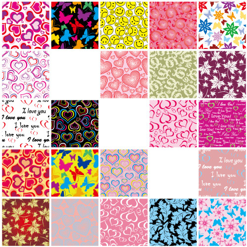 Common seamless background tiled background pattern leaves Heart-shaped background expression continuous background butterflies   