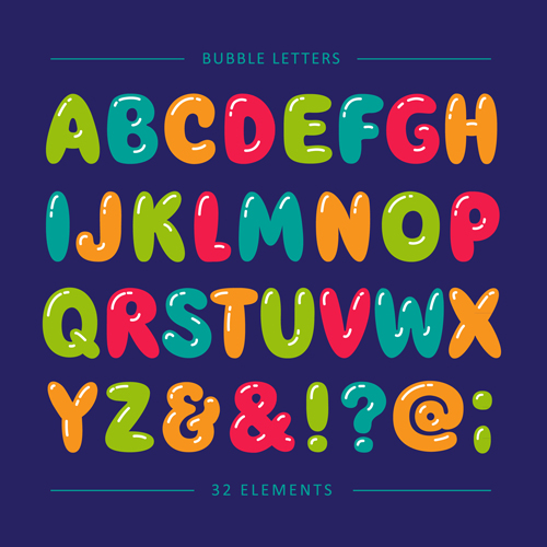 Cartoon bubble letters vector material letters cartoon bubble   