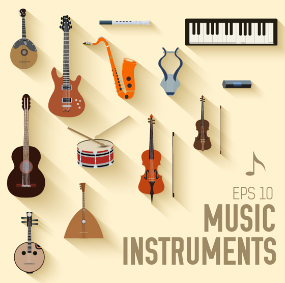 Flat music Instruments vector material music material instruments flat   