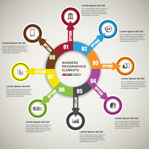 Round with arrow infographic vector round infographics arrow   