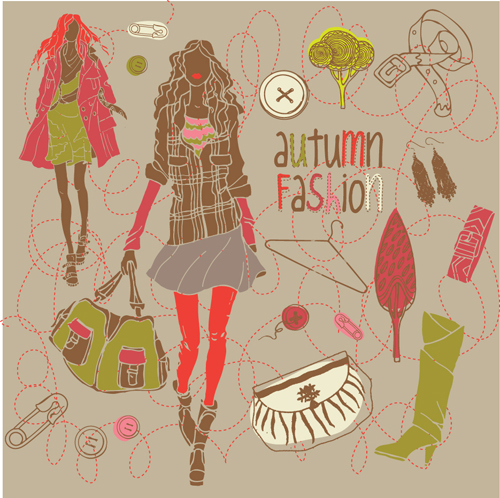 Hand drawn Fashion design elements vector 02 hand drawn fashion elements element   