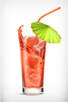 Strawberry juice with ice vector material strawberry juice   