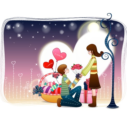 Elements of Romantic cartoon Lovers vector set 16 romantic lovers elements element cartoon   