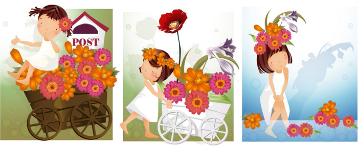 Elements of girl Daisy style Vector style girl daisy   