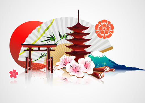 Japan style elements vector graphics 02 style japan elements element   