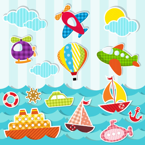 Paper cut of Cartoon Maritime transport elements vector 05 transport paper elements element cartoon   