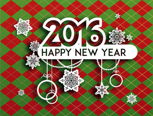 2016 new year with christmas cut paper decor vector 02 paper new year christmas 2016   