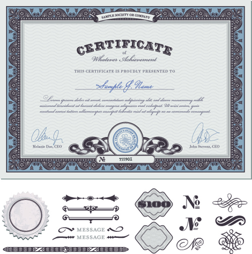 Vector set of Certificate cover Design elements 01 elements element cover certificate   