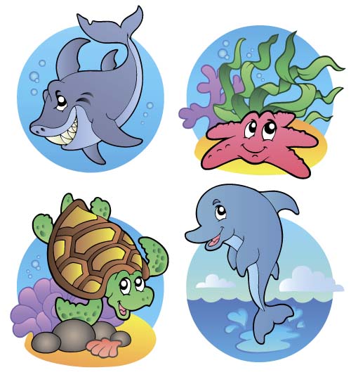 Funny marine animal cartoon vectors set 03 marine funny cartoon Animal   