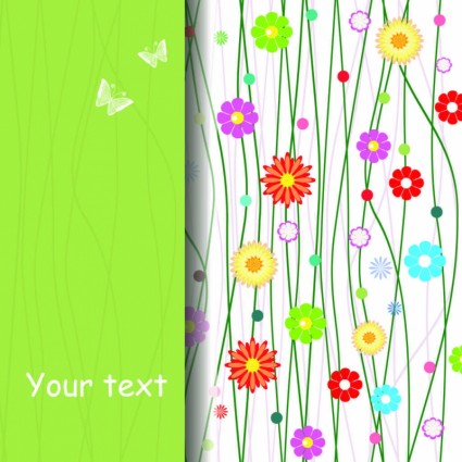 Cute spring floral background vector set 01 plant pattern fresh background   