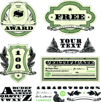 Money template and label design vector 02 template money label   