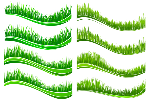 Spring grass borders vector material set 02 spring material grass borders   