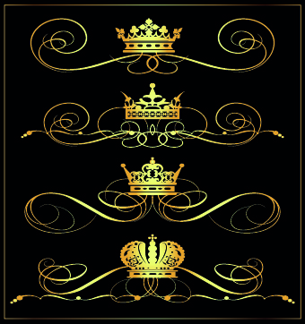 Gold calligraphic decor vector 01 ornament golden calligraphic borders border   