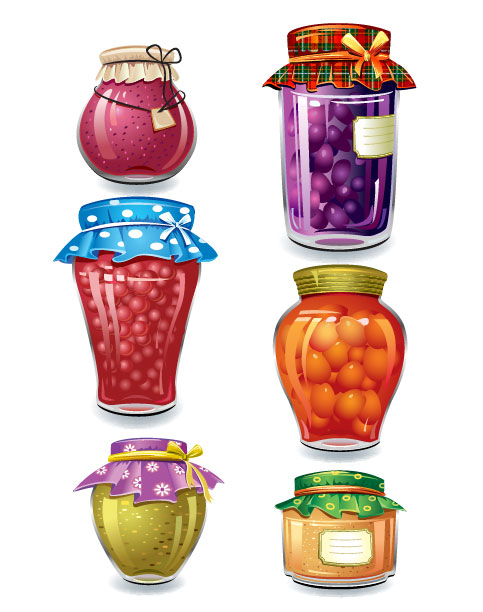 Canned fruits in glass jars vector 01 glass jars Canned fruits   