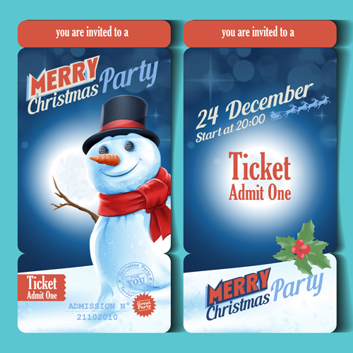 Merry christmas party ticket template vector ticket party merry christmas christmas   