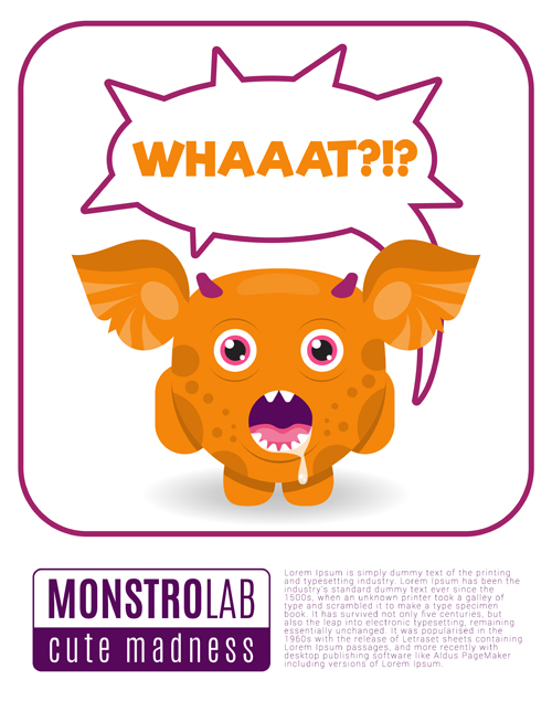 Cartoon madness monster with text box vector 02 text monster madness cartoon box   
