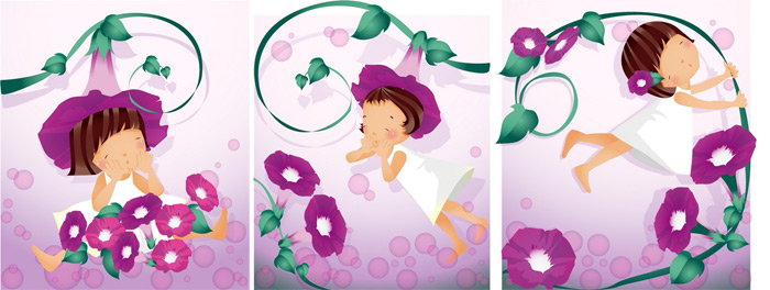 Elements of girl Petunia style Vector style Petunia girl   