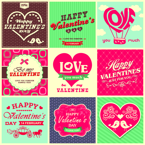Valentine Day ornament and labels vector set 03 valentine's day Valentine day Valentine ornament labels label elements element   