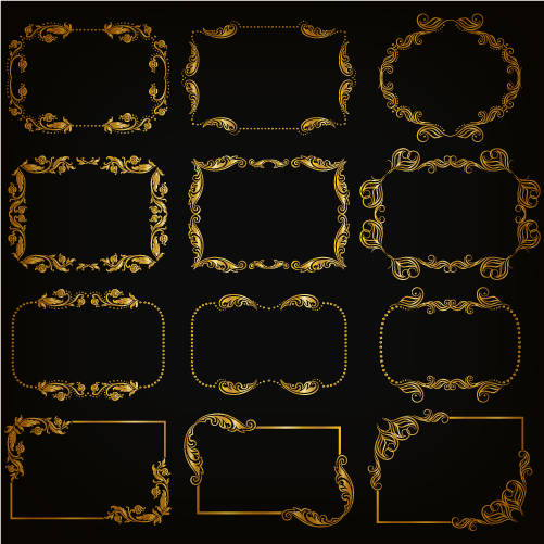 Gold frame shiny vector set 03 shiny gold frame   