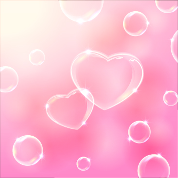 Heart bubbles with pink background vector pink heart bubbles   