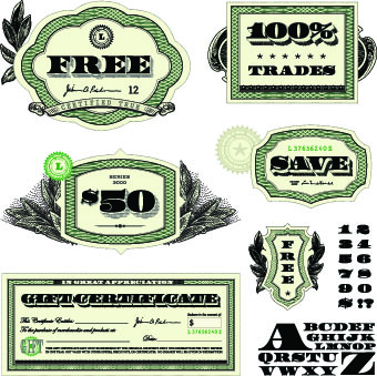 Money template and label design vector 01 template money label   