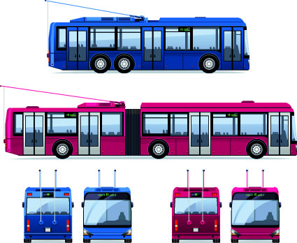 Realistic trolleybus design vector trolleybus realistic design   