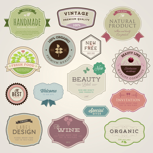 Wine with food invitation labels vintage vector wine labels food   