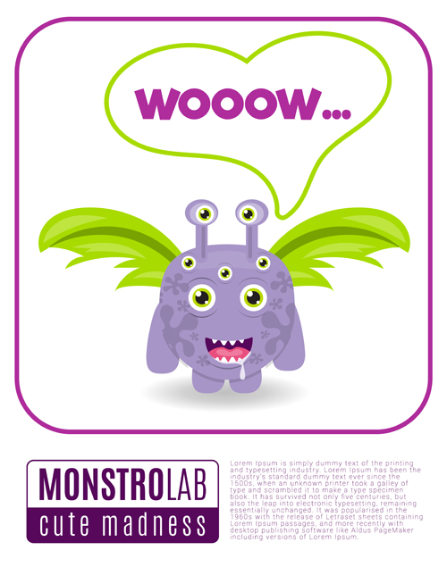 Cartoon madness monster with text box vector 03 text monster madness cartoon box   