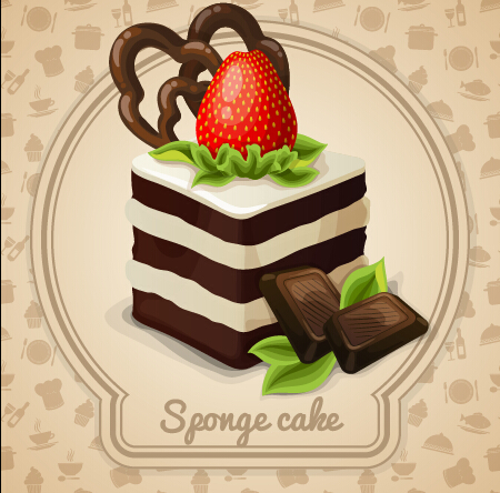 Cute cake card design vectors 02 cute card cake   